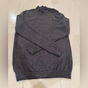 Sézane gray wool sweater with button shoulder, size XS